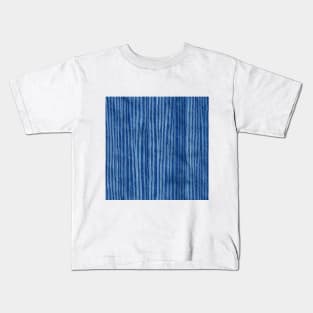 Artistic geo deep dye halftone texture blue stripes Kids T-Shirt